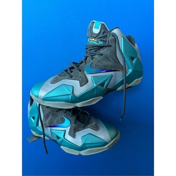 Nike Lebron XI 11 Shoe 7Y Blue Youth Armory Slate Basketball Used 621712-400 - Picture 1 of 9
